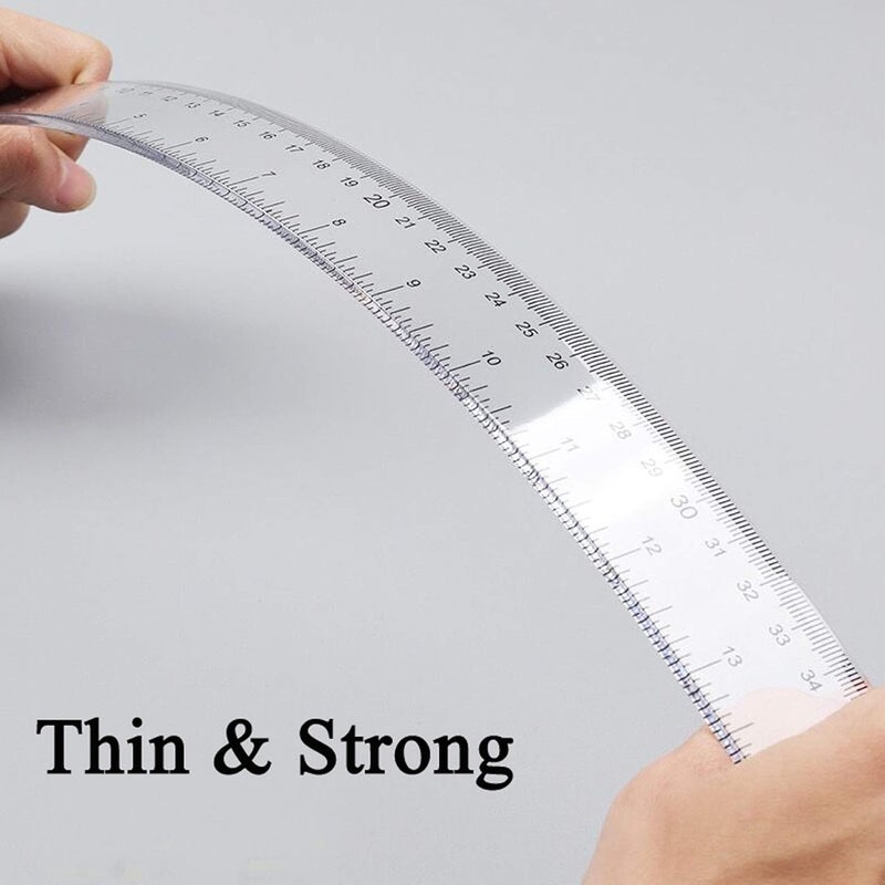 monochef 2 Pack Plastic Ruler Straight Ruler Clear See Through Measuring Acrylic Tool for Student School Office with Centimeters and Inches(6 Inch+12 Inch) - Image 3